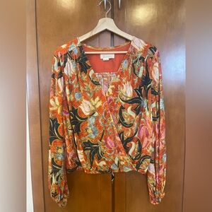Beautiful By Anthropologie Adeline Surplice Blouse Like New size M